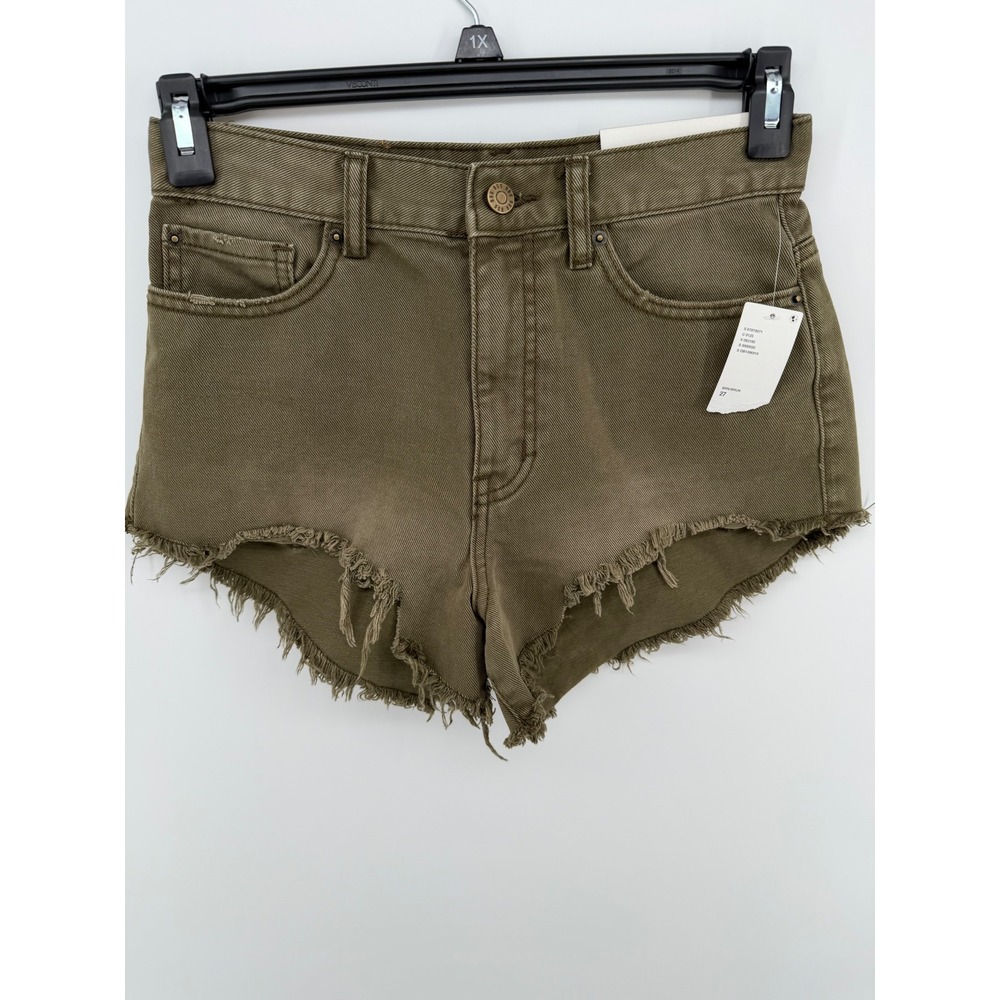 BDG Urban Outfitters Cheeky Shorts Womens 27 Olive Green Frayed Denim NWT